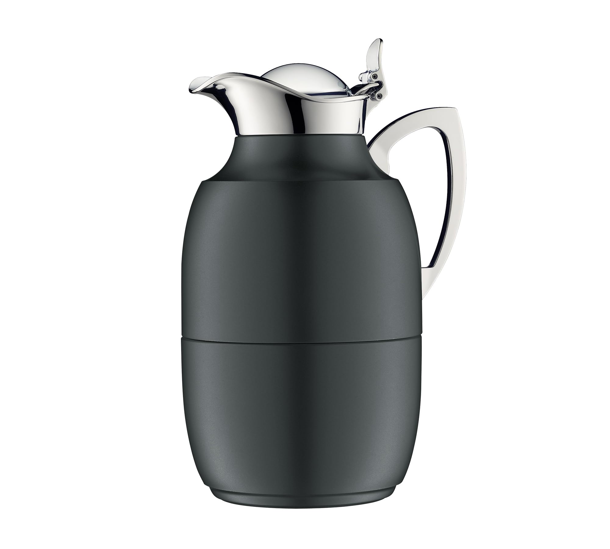 alfi JUWEL 1,0l, satin black mat, elegante Isolierkanne mit Hartglaseinsatz, 12h heiß & 24h kalt, ideal als Kaffeekanne, Teekanne