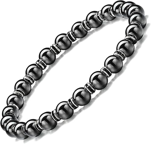 Pulsera magnética para mujer, pulseras de hematita, pulseras magnéticas con circonita, pulsera elástica hecha a mano, elimina la electricidad