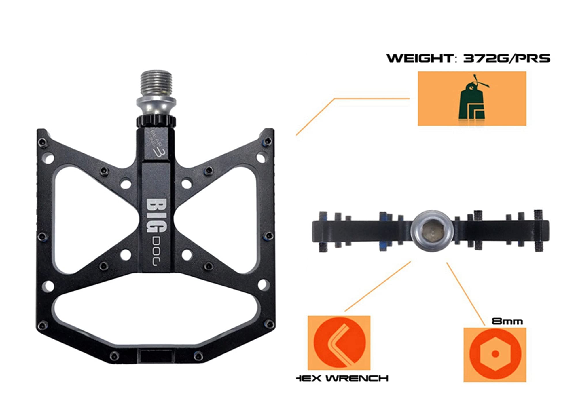 Pedali Bici,Pedali Mtb Ultralight Flat Foot Mountain Bike Pedals MTB CNC in lega di alluminio sigillato 3 cuscinetti antiscivolo