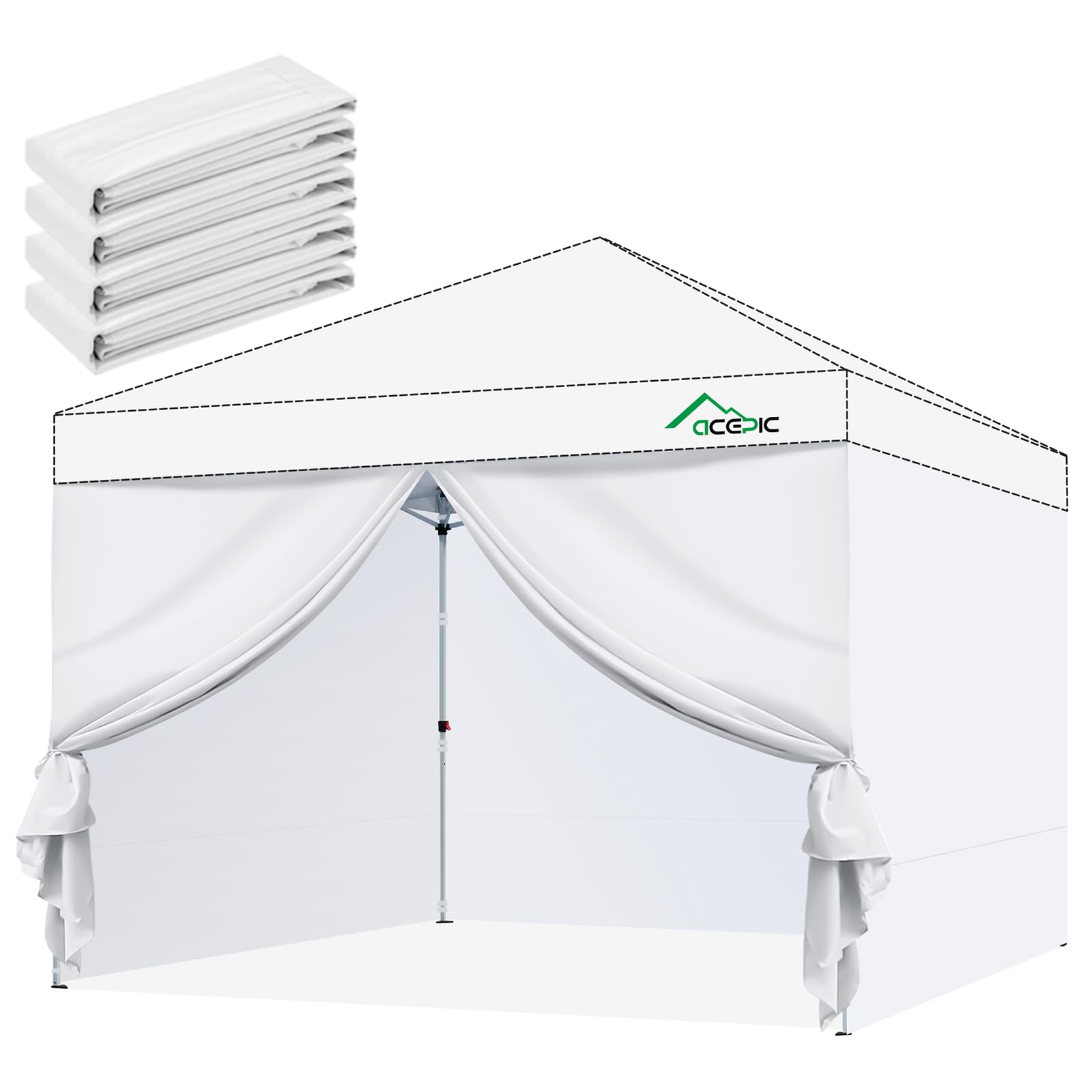 4 Pareti per Gazebo 3x3 Impermeabili e Anti-UV 99% - Teli Laterali per Tendone da Giardino, Colore Bianco (Solo 4 Parti Laterali, Senza Struttura)