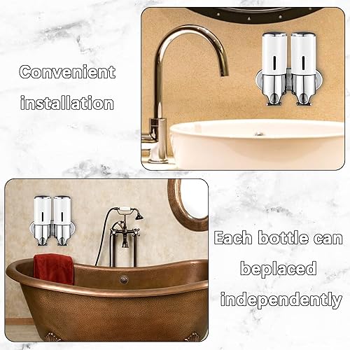 Miniatura 2 de Dispensador de bomba de ducha de baño 3 en 1 montado en la pared y organizador, sostiene champú, jabón, acondicionador, gel de ducha, para baño,