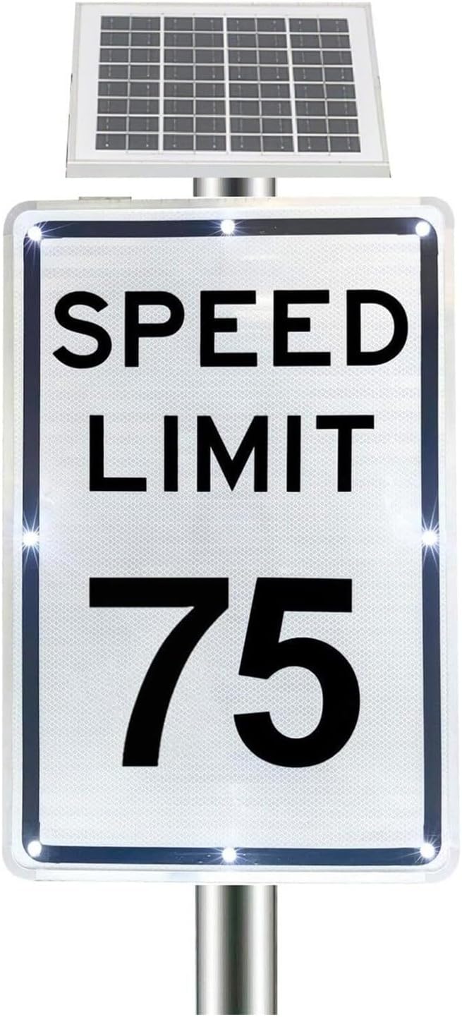 High Visibility Solar Flashing Sign, 18x24 Speed Limit Traffic Sign for Private Roads(SpeedLimit75)