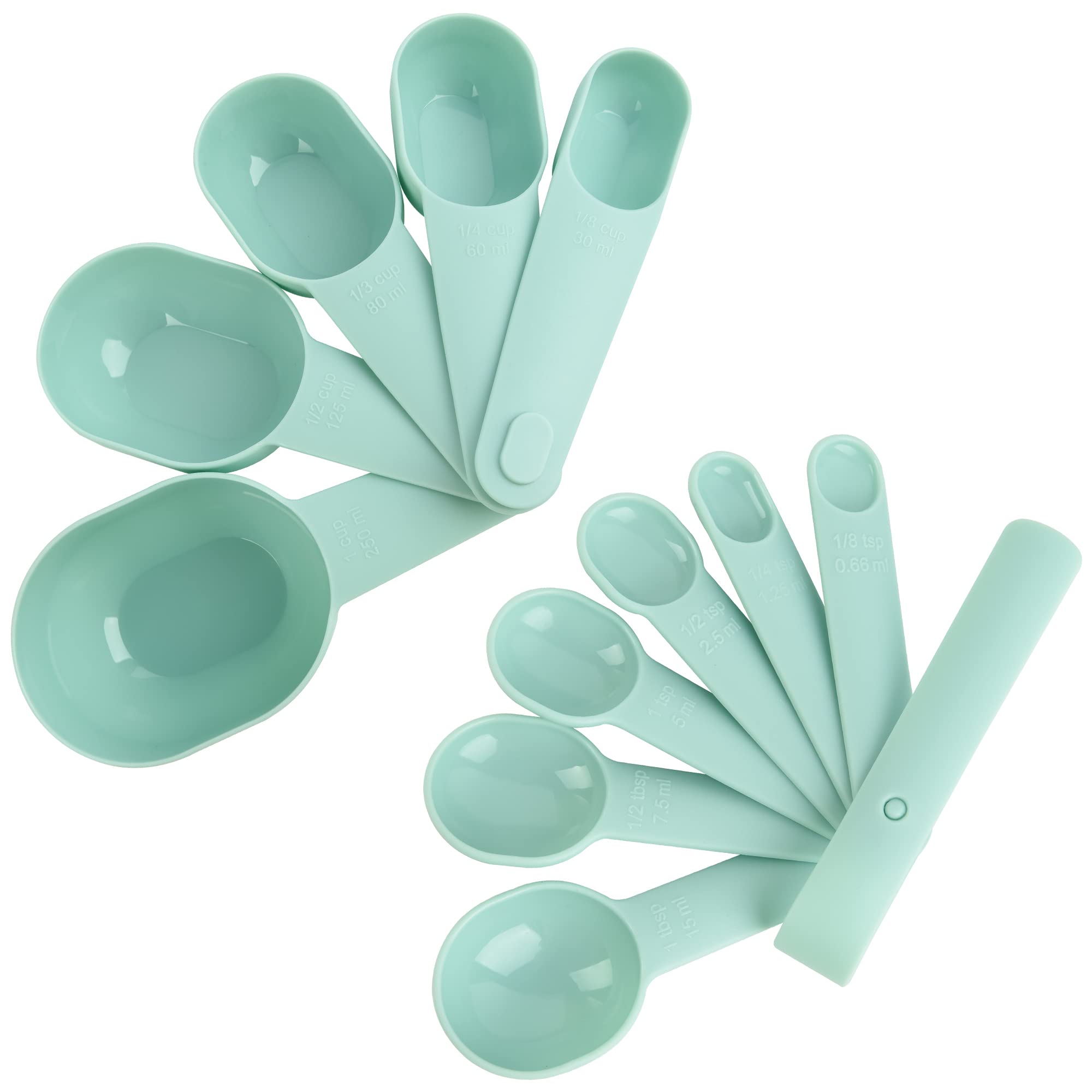 Photo 1 of 2pcks of Nstezrne Measuring Cups and Spoons Set 11, Plastic Measuring Cup and Measuring Spoon Set, Kitchen Measuring Cups for Dry or Wet, Cute Baking Measuring Cups Green Measuring Cups and Measure Spoons