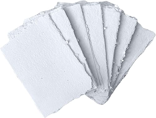 Papel blanco hecho a mano con borde Deckle en blanco, paquete de 50 unidades de 2 x 3 pulgadas, papel de hojas sueltas de medios mixtos para