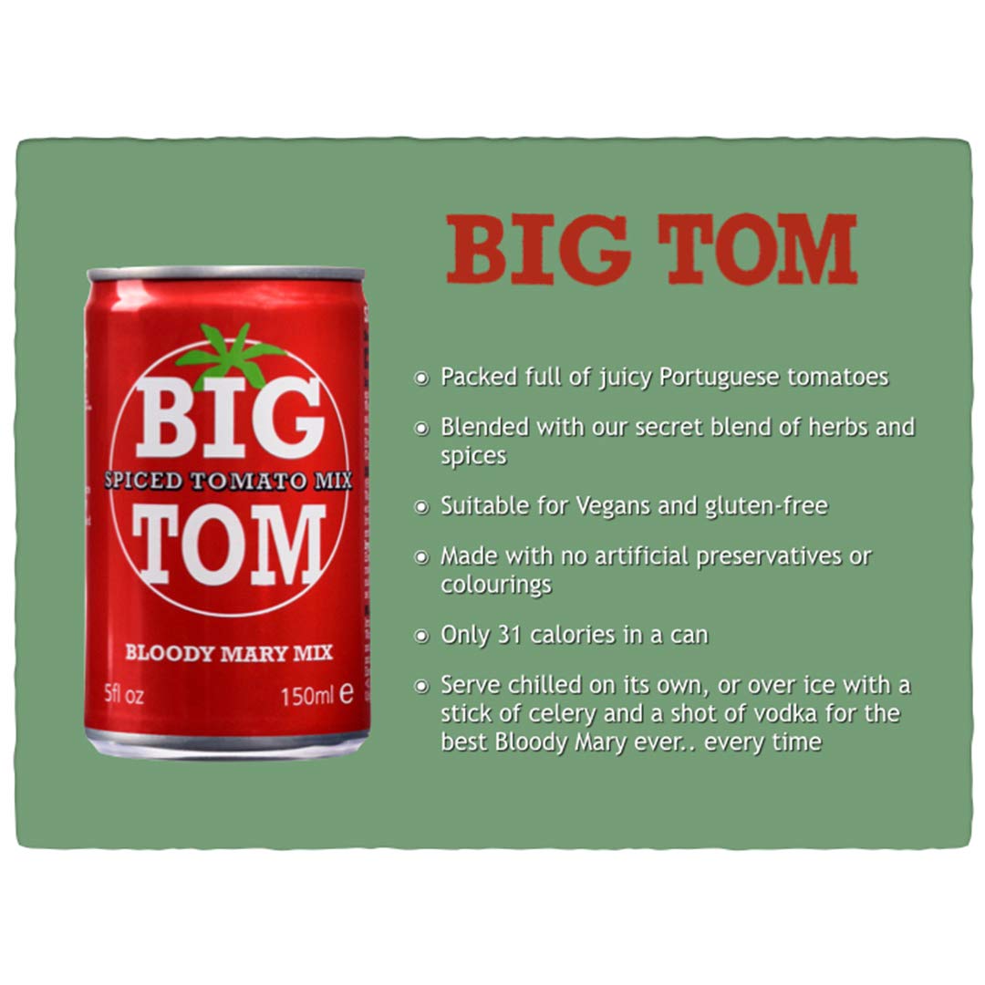 Big Tom Spiced Tomato Juice Bloody Mary Mix can (150ml x 24 Cans) for