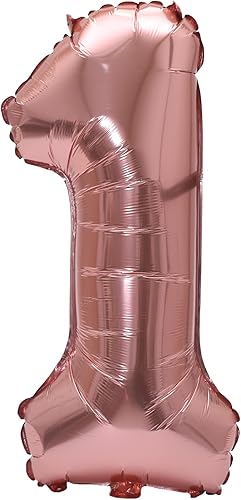 Miniatura 2 de YPSelected Globo grande de 32 pulgadas de helio con números 0-9 de hoja de aluminio para cumpleaños, bodas y fiestas (Oro rosa, 1)