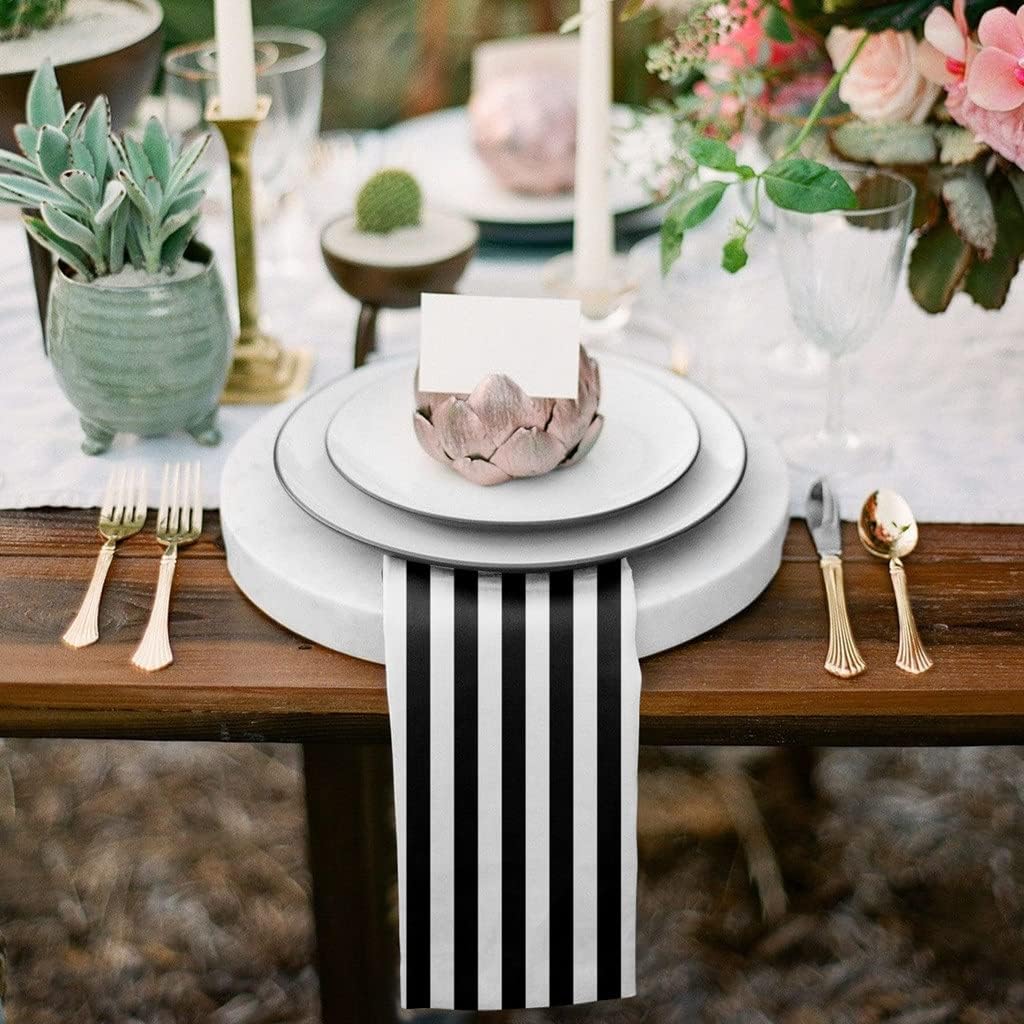 Black and White Stripe Kitchen Napkin Table Napkins Dinner for Wedding Banquet Party Decoration