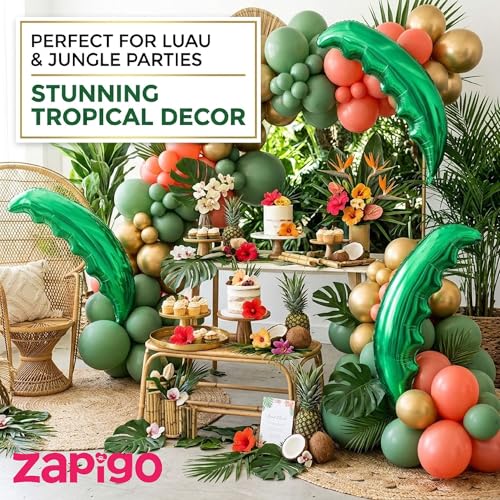 Image of Balloonistics Large Palm Leaf Foil Balloon | Tropical Luau Party Decoration | Jungle Safari Birthday Balloon | Tropical Theme Party Supplies