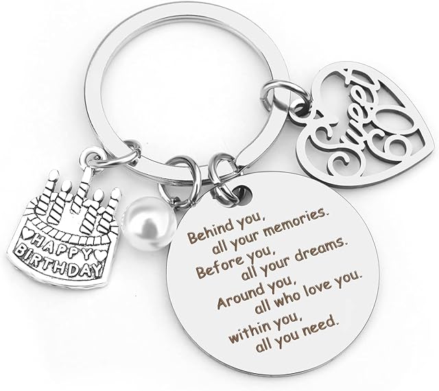 Hightopup Keyring 60th birthday gifts for women men Keychain Inspirational key ring 60th birthday gifts for Grandma Grandad mum dad birthday gifts happy birthday 60 and fabulous