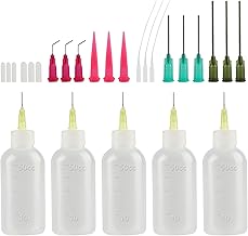 5 STK Nadelflaschen 50ml Nadelflaschen Applikator, Dosierflaschen Präzisionsspitzen Nadelspitze Applikator Flaschen mit 17 Dispensing Nadeln & Kappen für DIY Handwerk Nachfüllkleber Leimflasche Leer