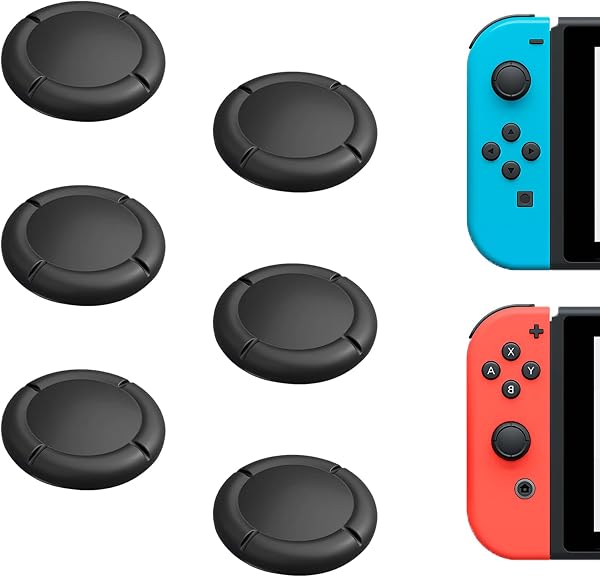Hawdows Lot de 6 Capuchons de Joystick de Rechange pour Manette Switch, Lite et OLED - Caps Analogiques Noirs - 1