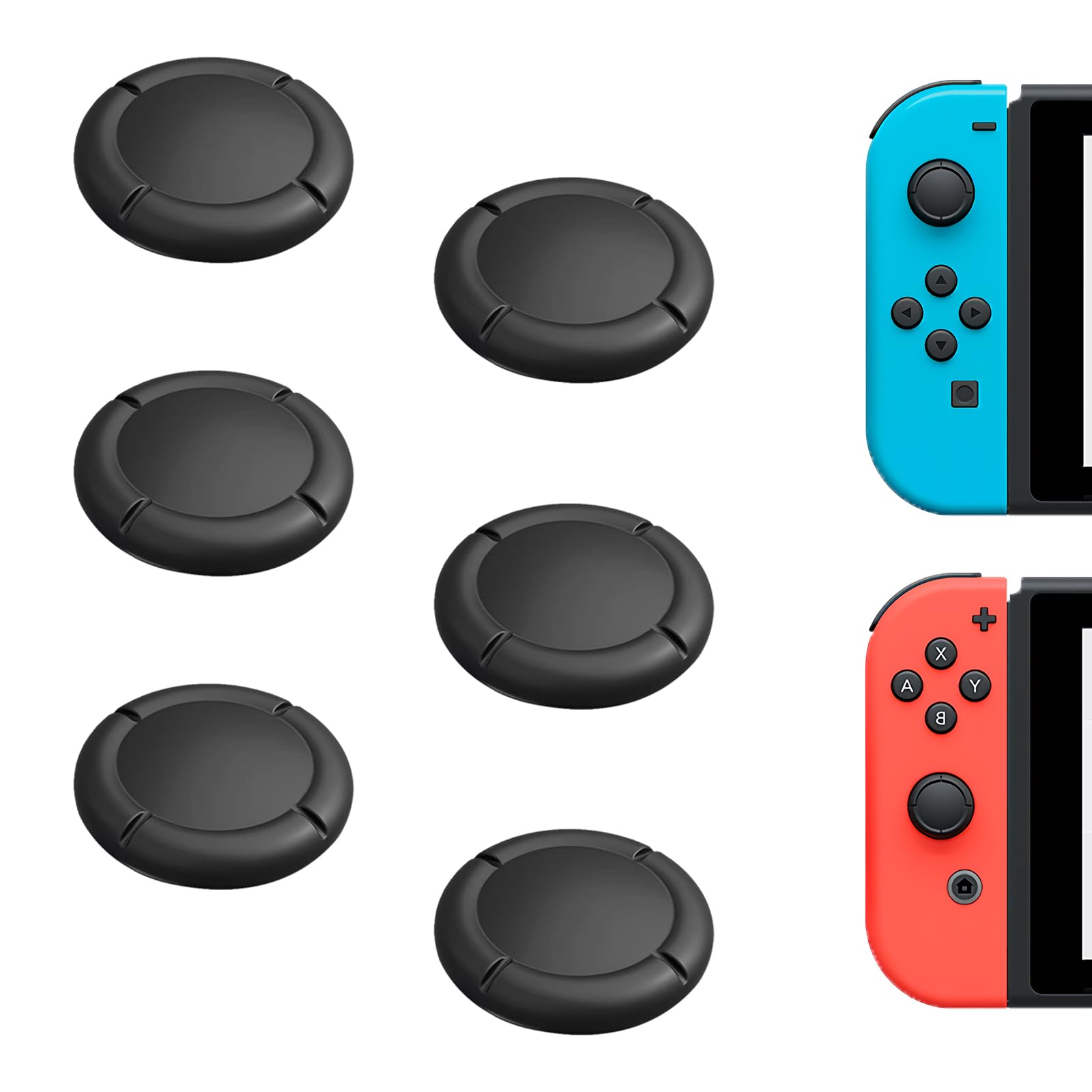 Agarres para el Pulgar, 3 Pares Thumb Grip Set, Tapones para Joystick, Capuchón de Reemplazo para Joystick para Nintendo Switch, Switch Lite y Controlador OLED de Switch (Negro)
