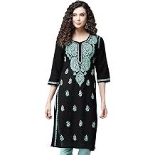 Ada Hand Embroidered Chikankari Cotton Kurta Kurti Tunic for Women A411191
