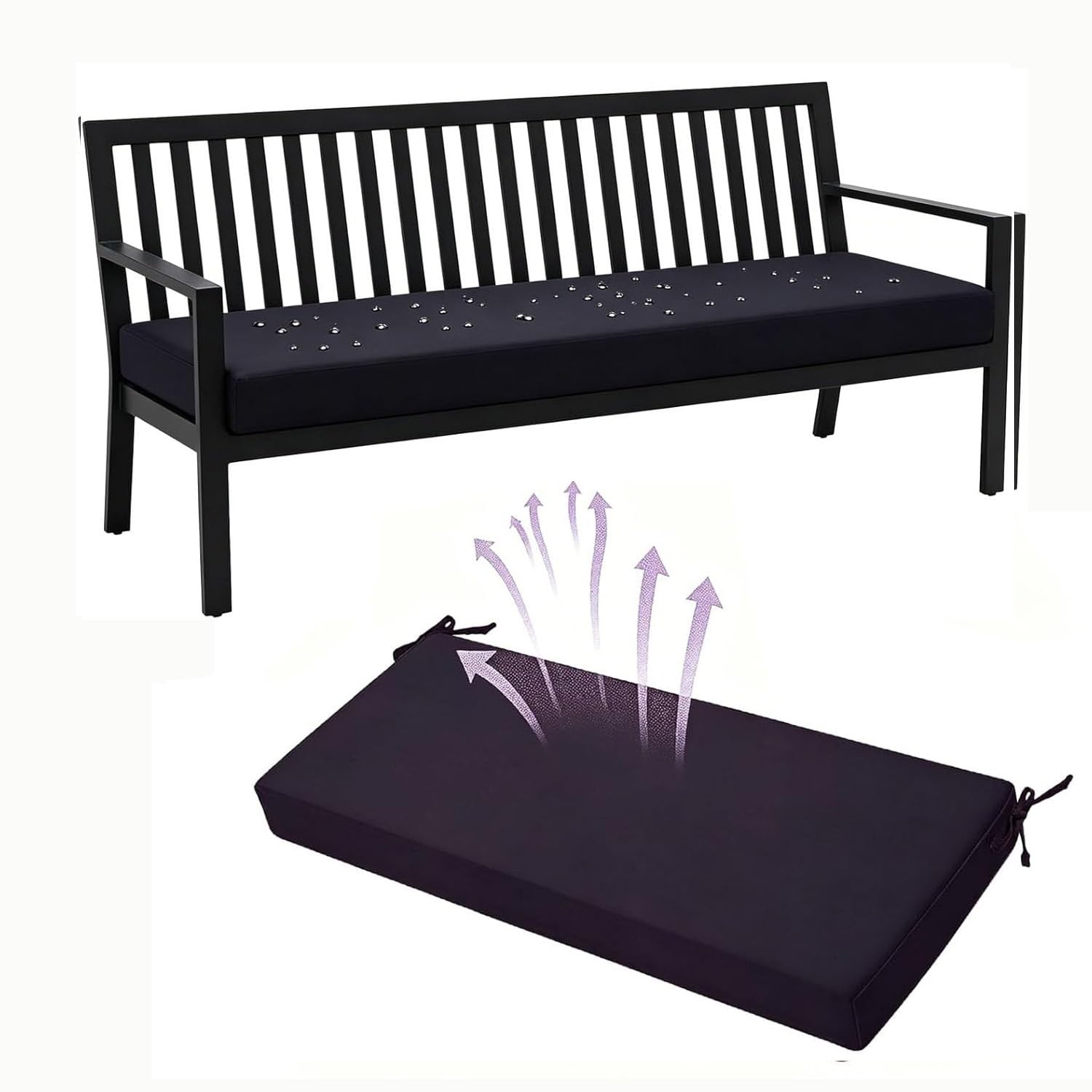 Coussin de banc extérieur imperméable 45x15x2 galette assise banquette jardin