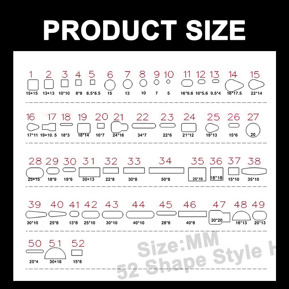 52 Shapes Style Leather Hole Punch Tool, Leather Punch Set, Multiple Shapes Hole Punch Tool with Cutter and Carving Hammer for DIY Craft