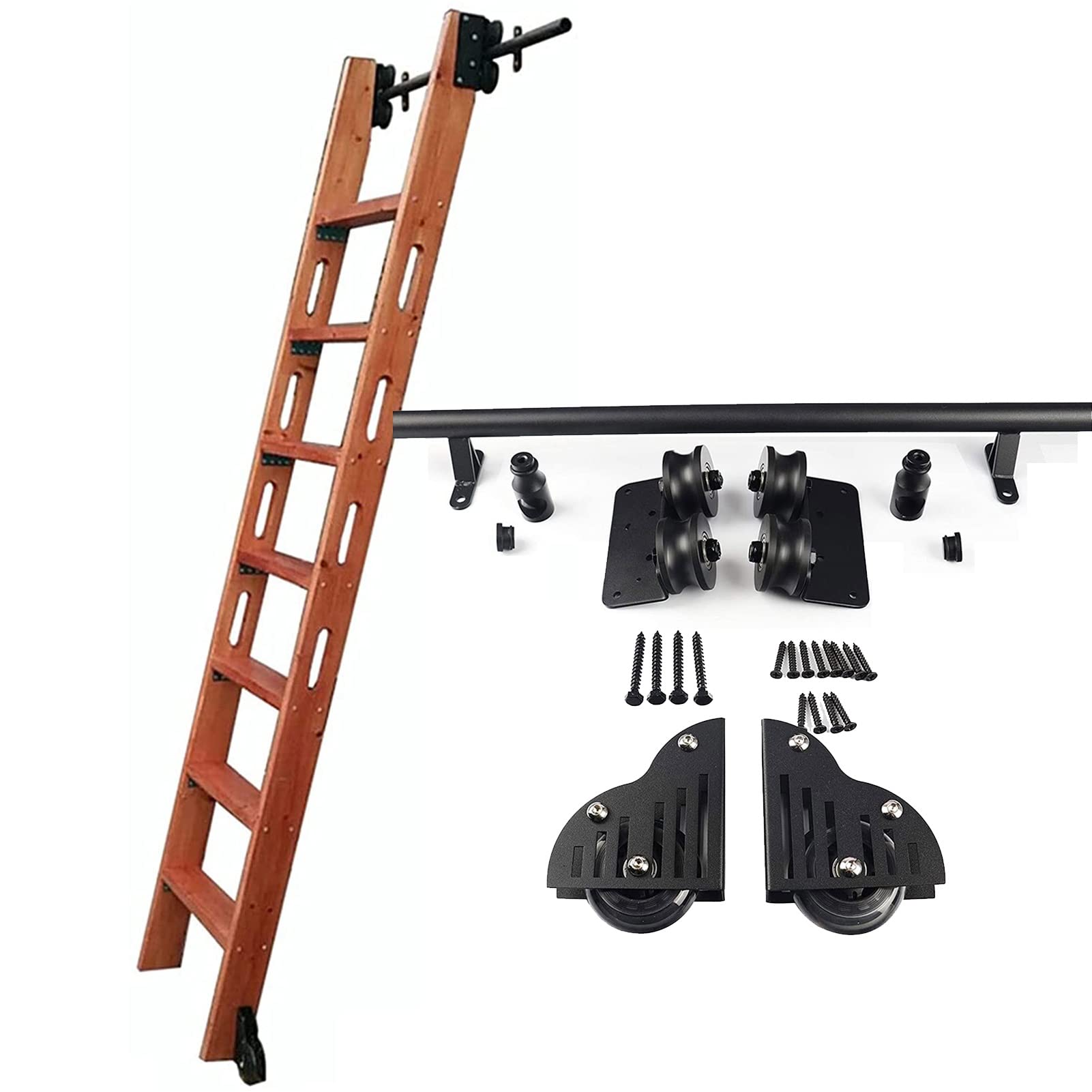 Kit rail pour échelle de bibliothèque coulissante pour atteindre les hauteurs sans effort