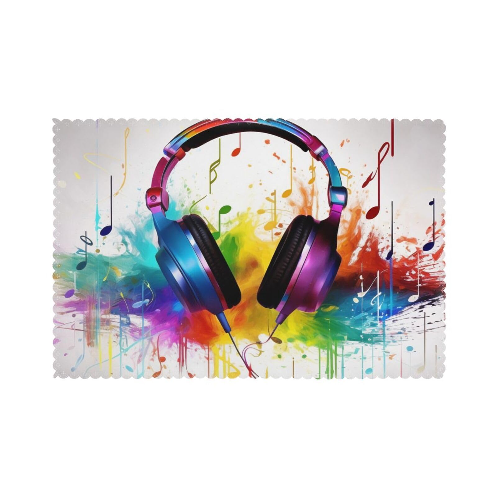Music Printed Placemat Heat Resistant Place Mats Set of 6 PCS Washable Kitchen Table Mats, 12x18 Inch