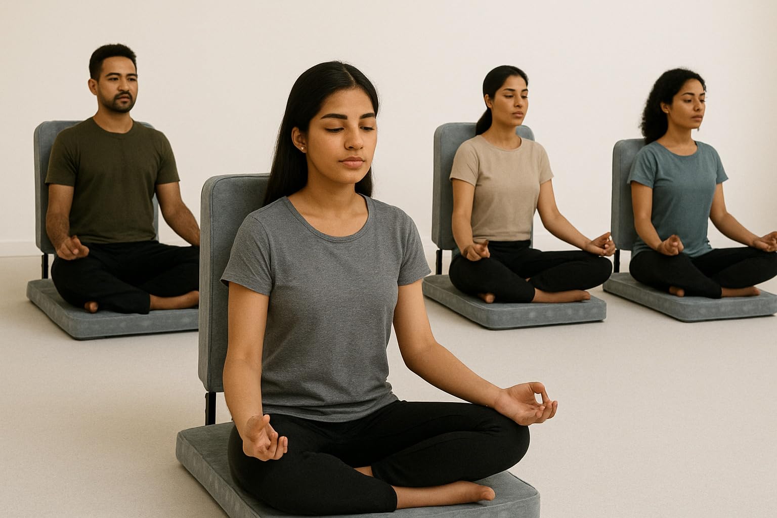 Kawachi 90° Premium Buddha Meditation Floor Chair, Foldable and 90° Fixed Back Support Chair, Ideal for Seating, Yoga, Gaming and Meditation (Grey) 3