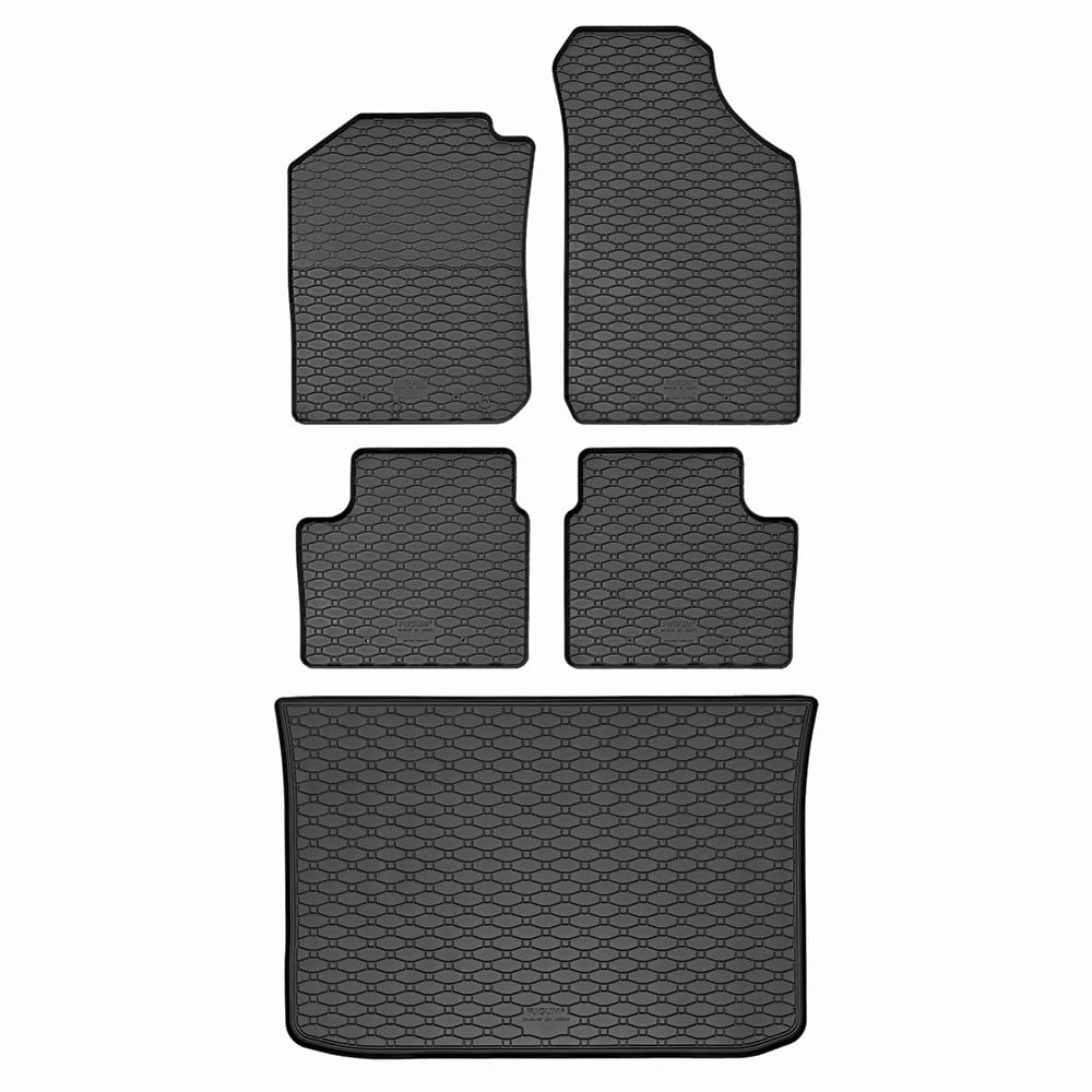 Car Lux Duo AR07016 + AR07025 - Conjunto de Alfombra Protector Maletero de Goma y Alfombrillas de Goma a Medida para Dacia Spring Desde 2022