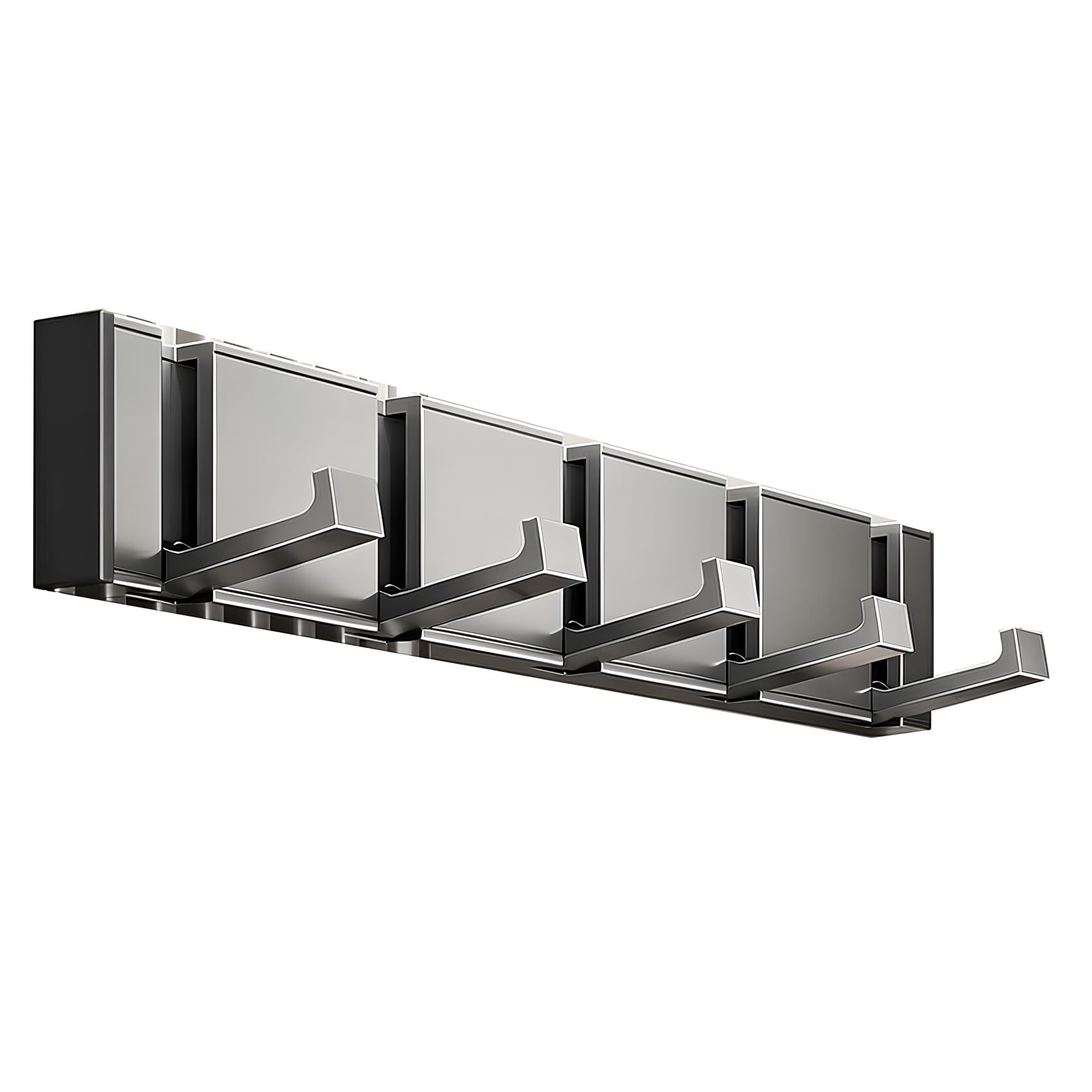 Tzufa Black Foldable Coat Rack Wall Mounted Aluminum Coat Hooks Hanger Organizer