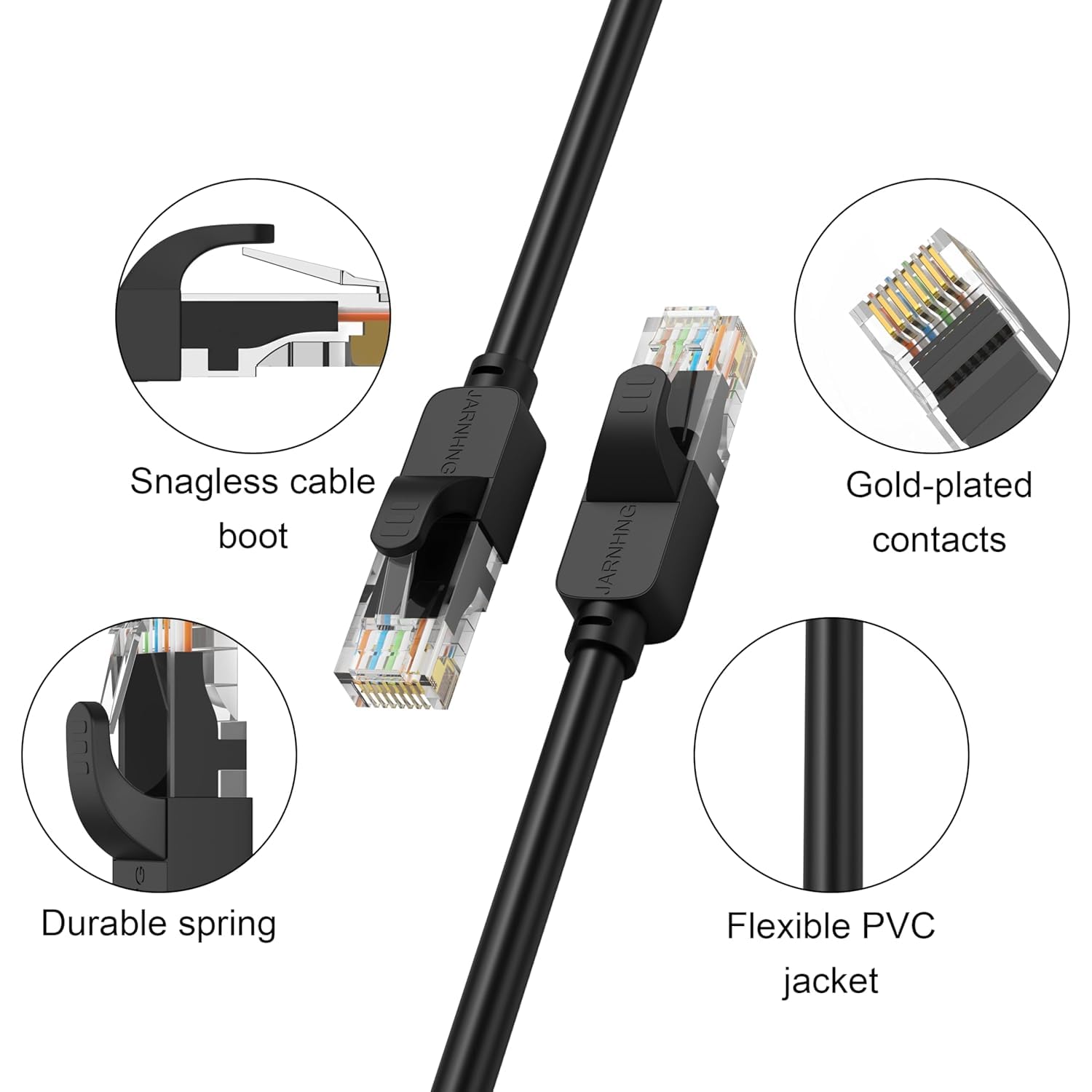 Cable de Red Cat 6, 2m 5 piezas, UTP 26AWG, 500MHz - Conexión estable para Gaming y Oficina con RJ45