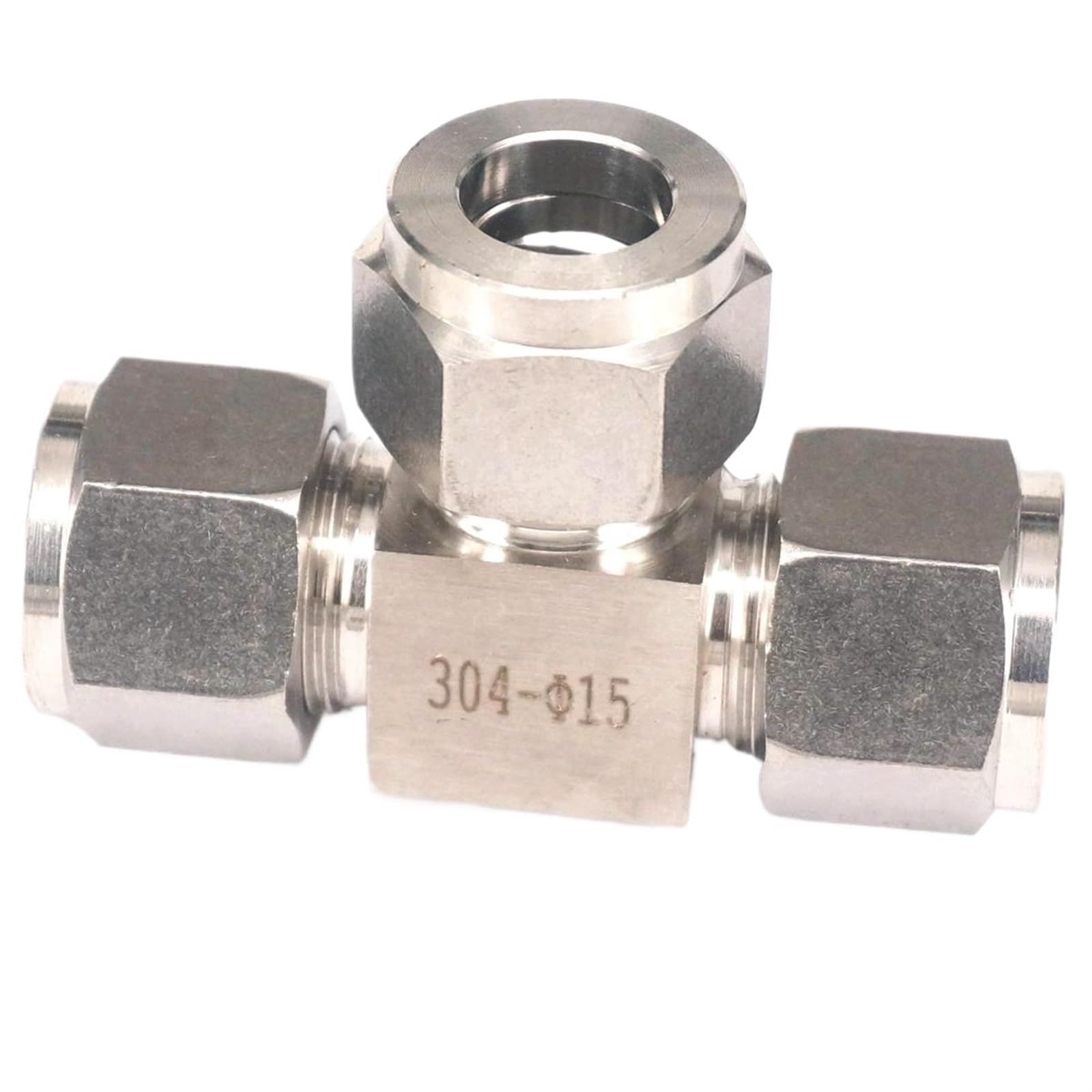 Conector en T de 3 vías Conector de tubería en T, Conector 3 vías Iguales, Casquillo Acero Inoxidable, Adaptador conexión compresión Aire neumático