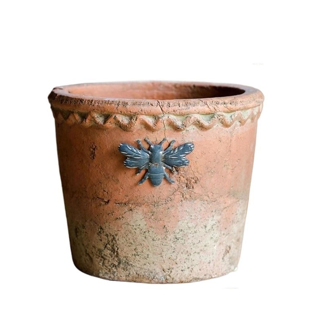 GELASIGE Flower Pots Retro Old Red Pottery Flower Pot Pastoral Garden Oval Flower Pot Clay Pot Outdoor Flower Pots