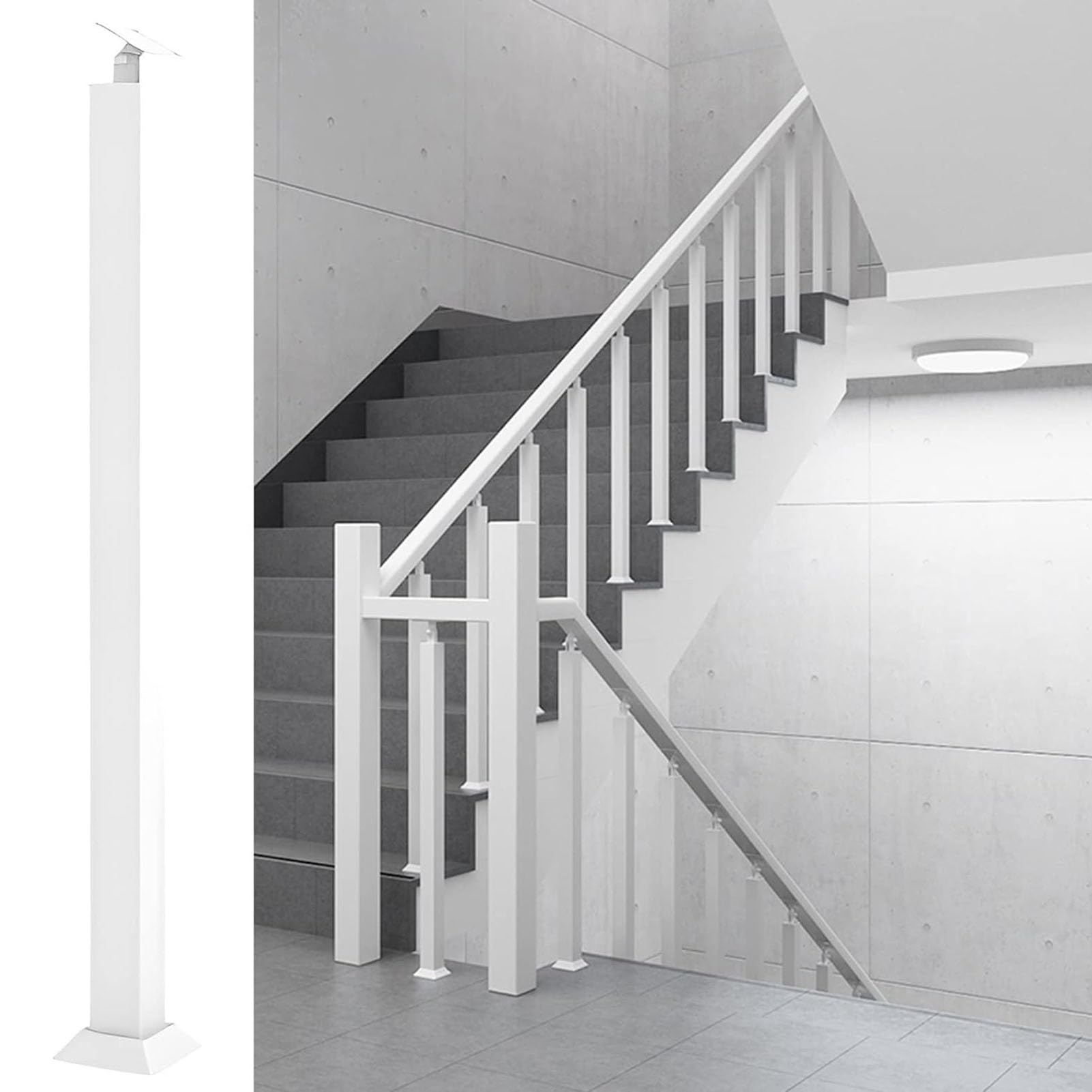 Balaustre metálico para escaleras y escalones de hormigón con tornillos