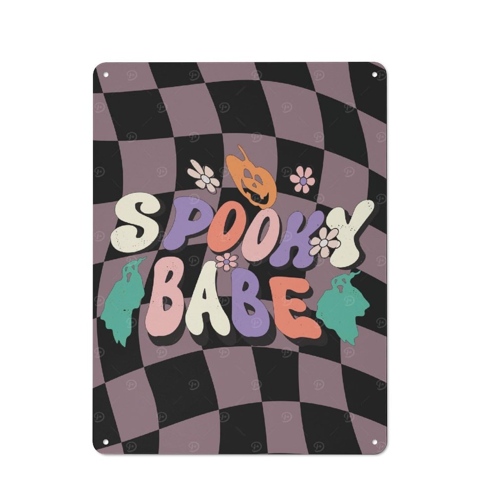 Junmoney Spooky Babe Halloween Tin Wall Plaque 40X30cm With For Home Office Or Studio, Gift Idea At Christmas For Creative Workspace Decorators