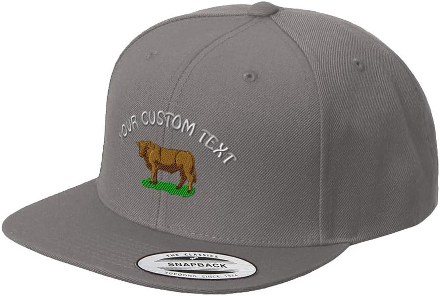 Custom Snapback Hats for Men & Women Western Farm Animal Cattle Brown Red Angus Bull Acrylic Flat Bill Baseball Cap Dark Grey Personalized Text Here