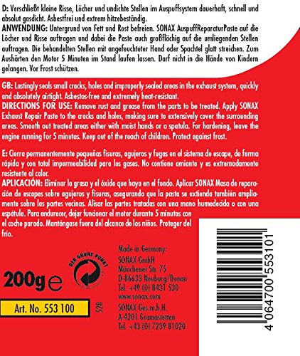 SONAX Uitlaatreparatiepasta (200 g) sluit kleine scheuren, gaten en lekken permanent, snel en absoluut gasdicht af | art.nr. 05531000 - Image 7