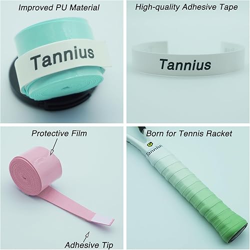 Miniatura 2 de Tacky - Cinta de agarre para raqueta de tenis, paquete de 6 agarres de tenis, cinta absorbente y mejorada para raqueta de tenis (color degradado)