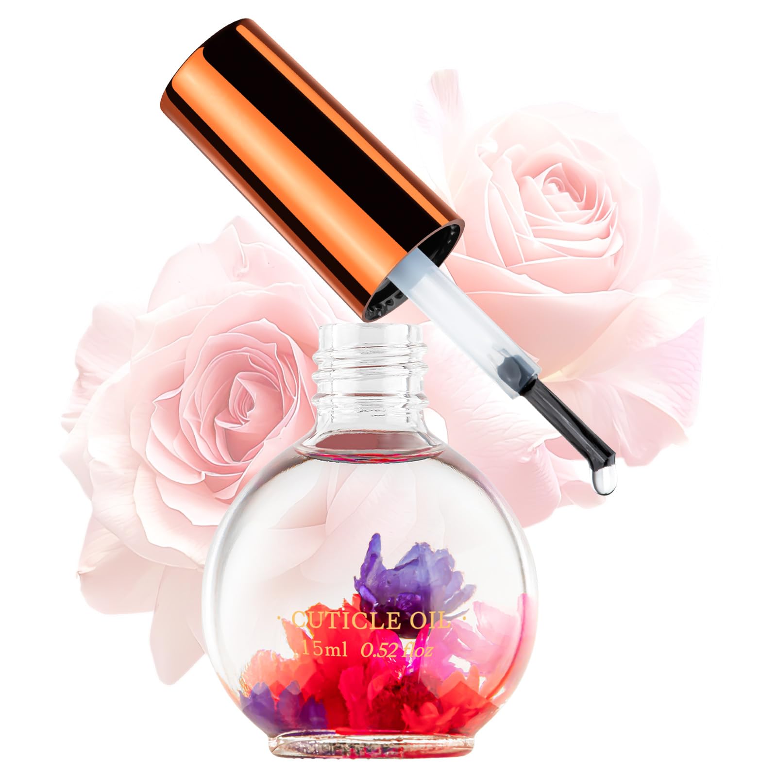 Cuticle Oil, Nail Oil Infused with Real Flowers, 15 ML Hydrates, Moisturizes, Strengthens, Repairs