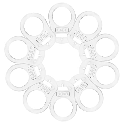 AUEAR, Paquete de 10 anillos adaptadores de silicona para chupete de pezón, clip de grado alimenticio, color transparente