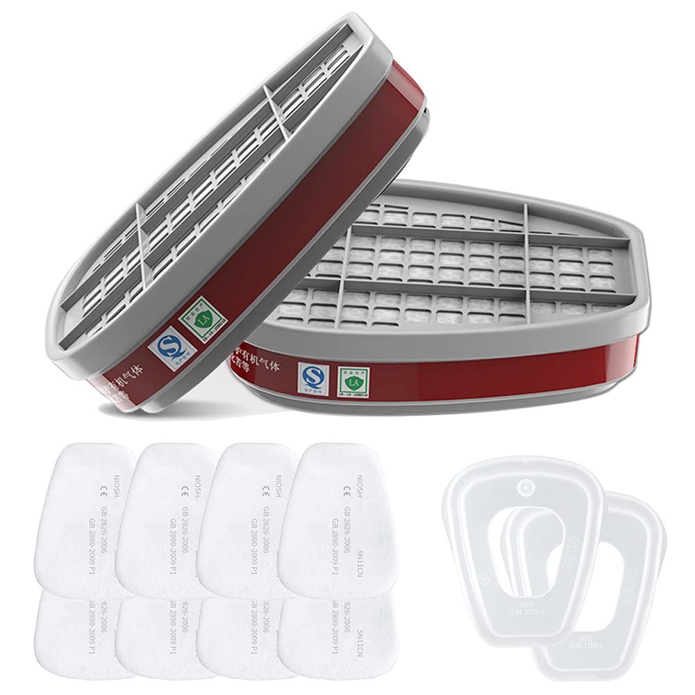 RBLCXG 6001 Filter Cartridges for Respirator Mask Replaceable Activated Carbon Filters Accessories Set Compatible with 6200 Respirator 12 Pcs