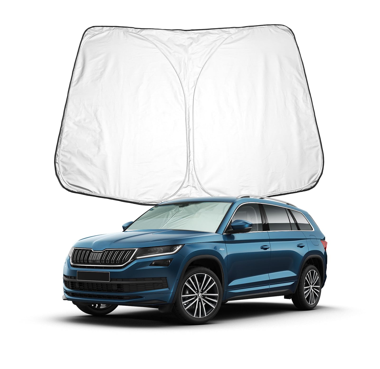 BIXUAN Osłona przedniej szyby samochodowej, ochrona przed słońcem do Skoda Kodiaq 2017-2023, osłona przedniej szyby, blokuje przednią szybę, osłona UV, składana