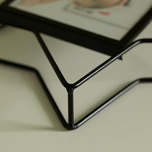 Miniatura 8 de Marco de fotos moderno de metal negro con forma de estrella para exhibición de mesa, 4 x 6 pulgadas