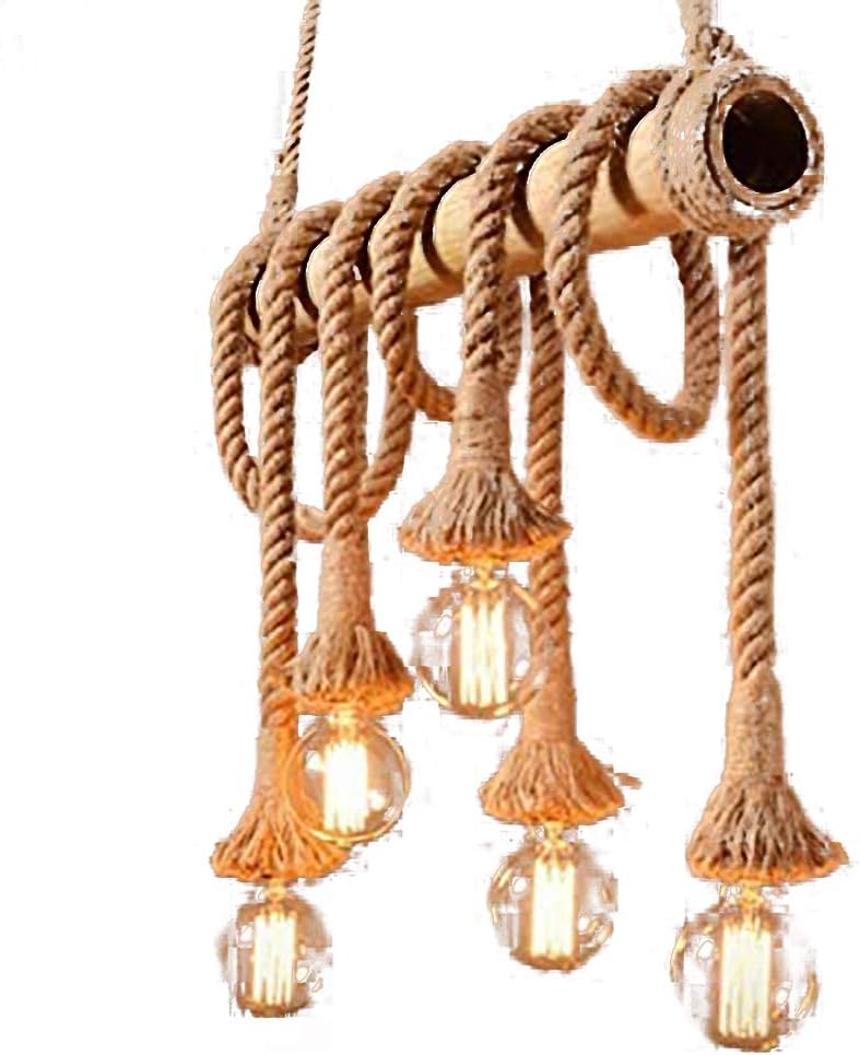 Industrial Vintage During Light Natural Hemp Rope Led Antique Retro Loft Island During Lamp Hanging Light Ceiling Light-Hemp Rope 5 Head