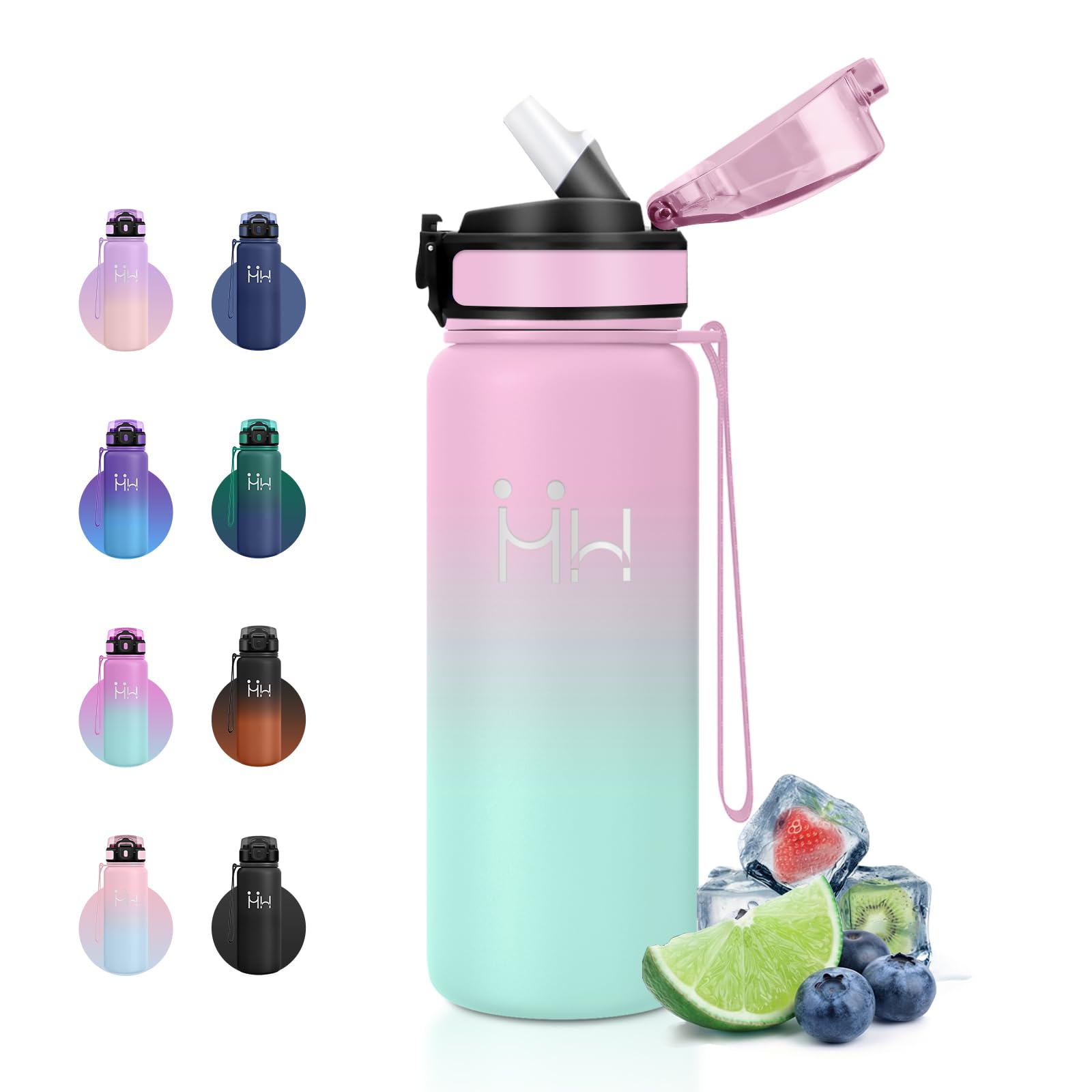 JAPORIA Insulated Water Bottle 750 ml, Stainless Steel Water Bottle with Straw and Double Wall, BPA Free, for Sports and Travel