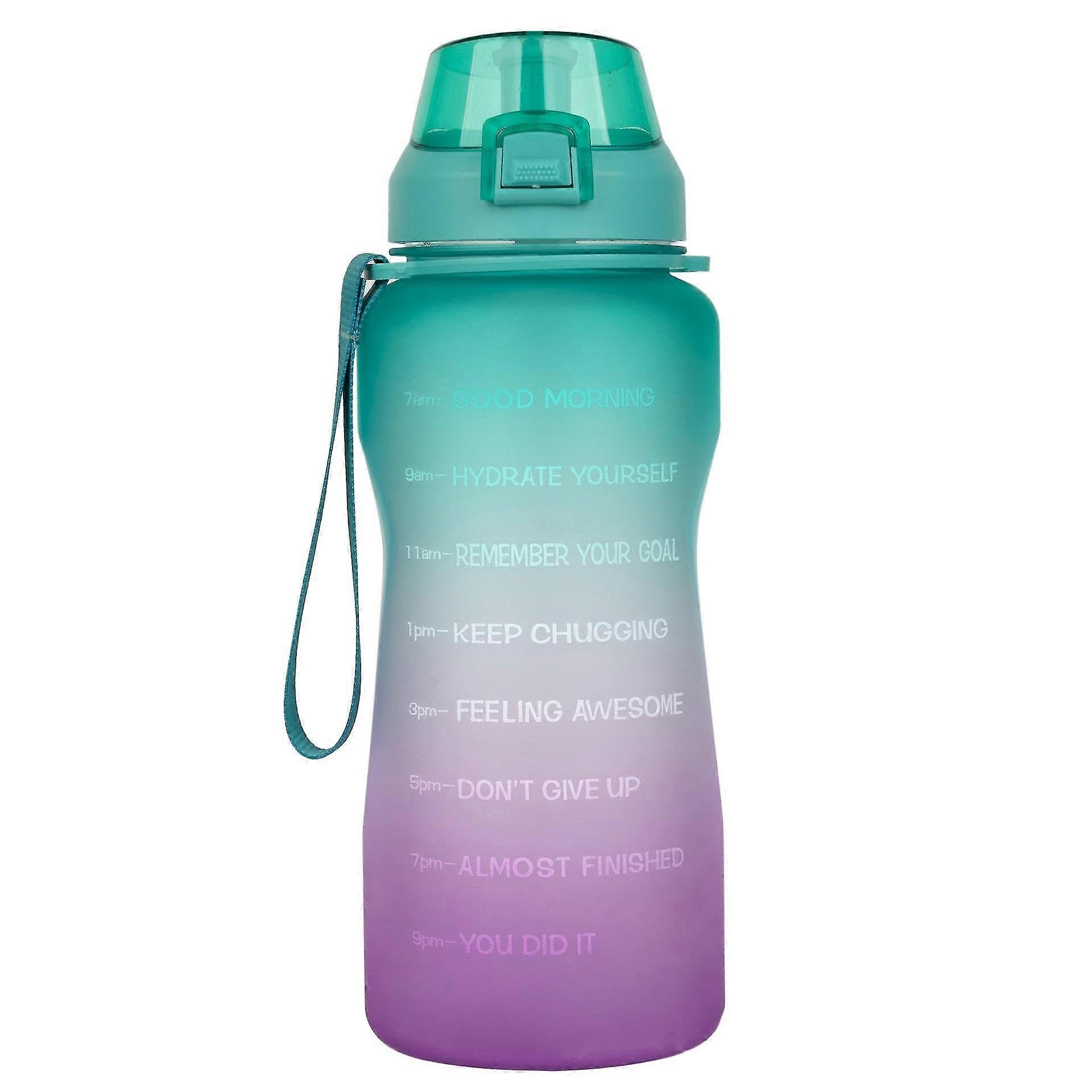 JOYHAPPST 2.2 Liter Large Water Bottle With Time Marker, Leak Proof Half Gallon 2.2 Liter Beverage Bottle With Straw And Handle