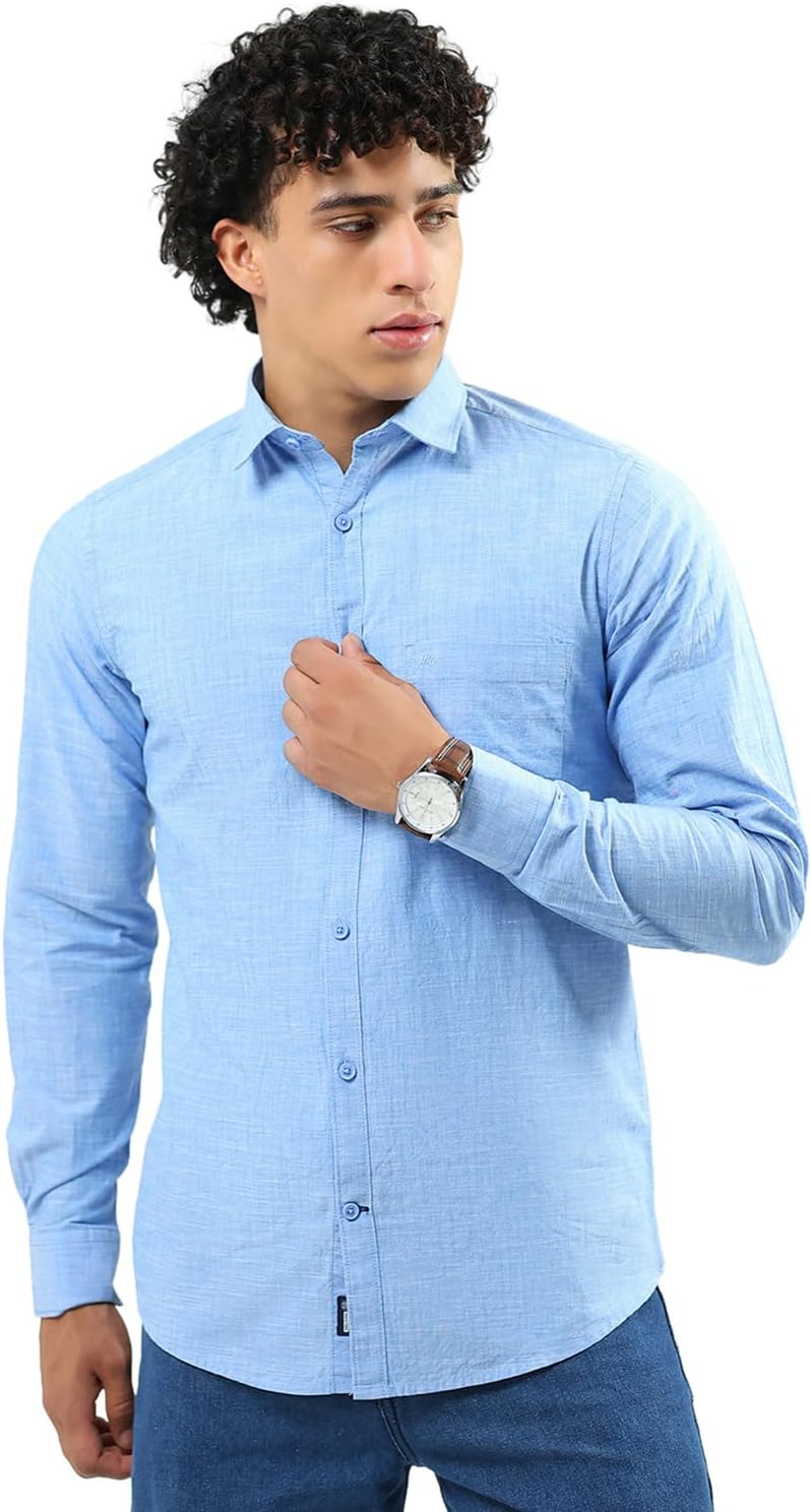 Men's Regular Fit Solid Shirt | Stylish Casual Solid Pattern | Button Closure with Long Sleeve Shirt for Men