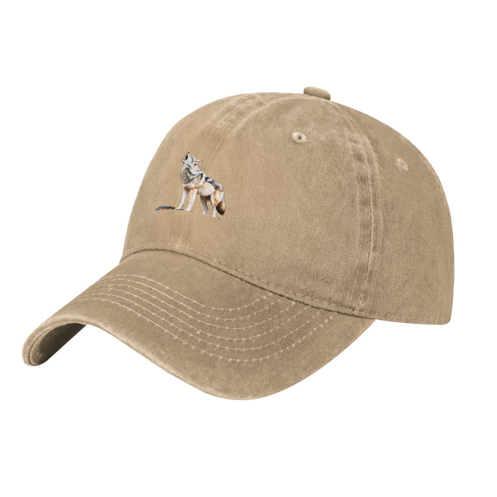 MKGOHLG Black The Lonely Wolf Printed Washed Cowboy Baseball Cap for Adults - Stylish and Breathable Hat