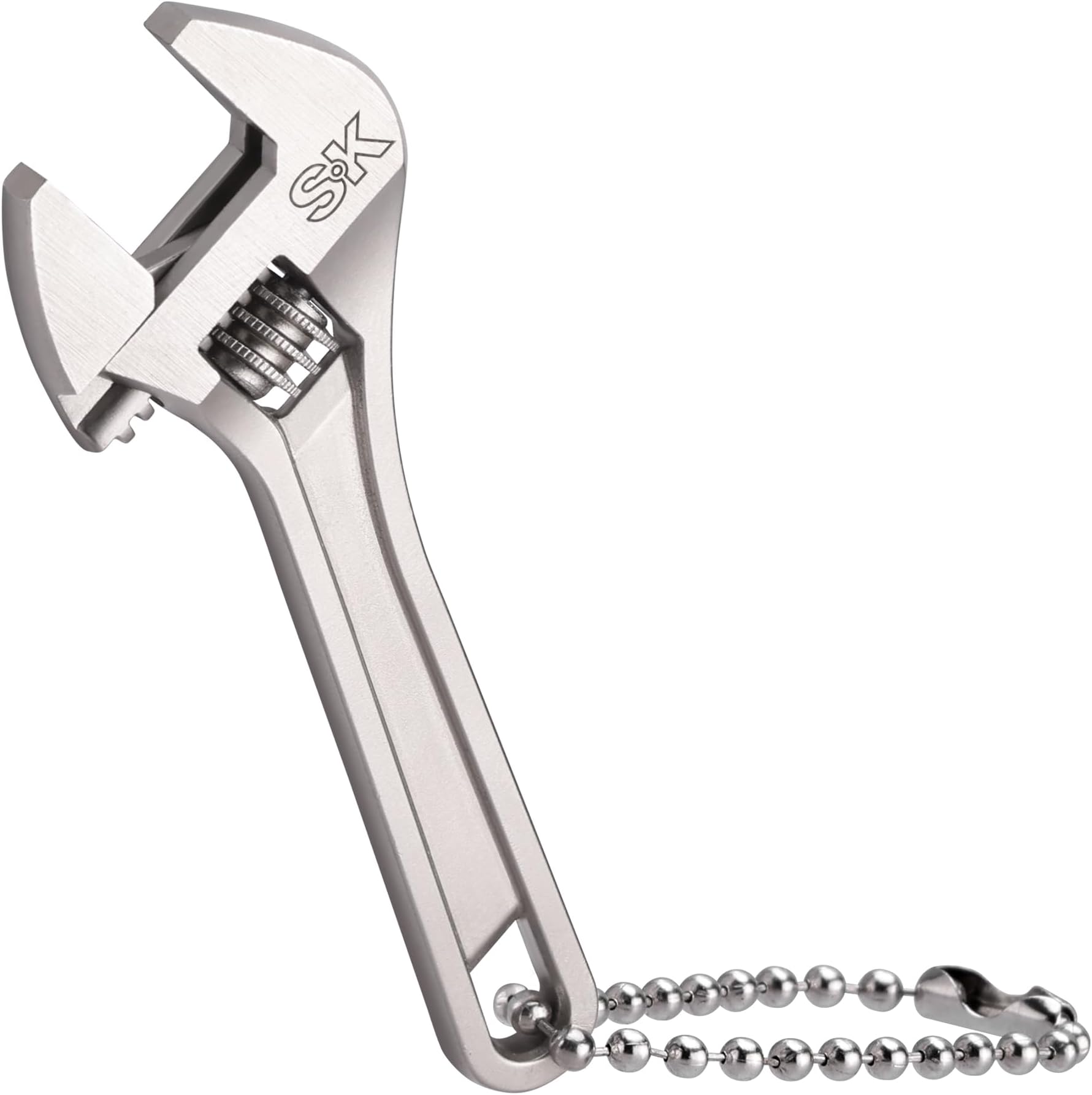 2.5-Inch Mini Adjustable Wrench, Tiny Wrench with Chain, 0.48" Jaw Capacity, Nickel-Iron Coating for Corrosion Resistance