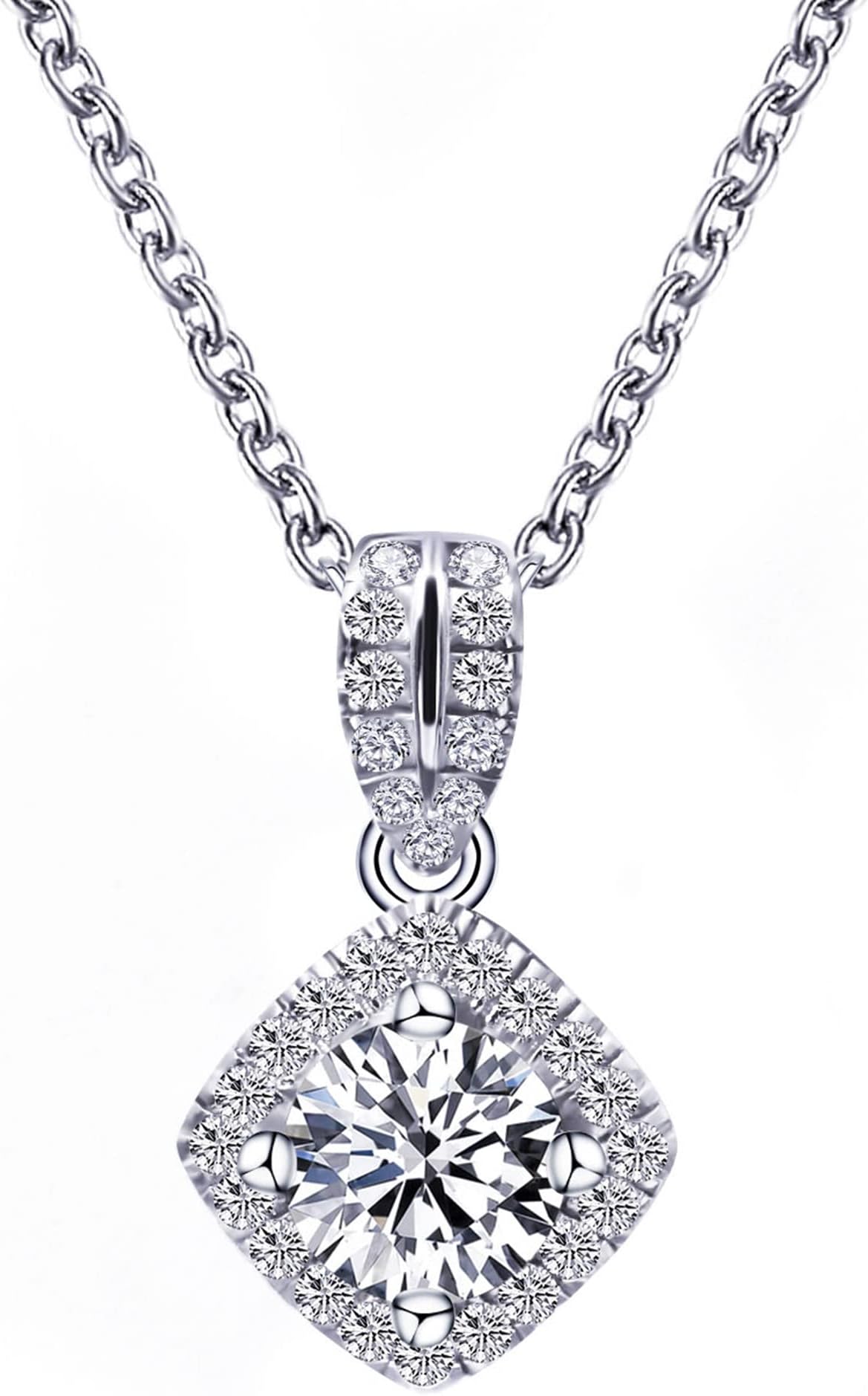 0.5 Ct Moissanite Necklace For Women S925 Sterling Silver Yellow Gold Plated Pendant Necklace DF VVS Color Moisanite Diamond Necklace Jewelry Gift Chain 16+2 In
