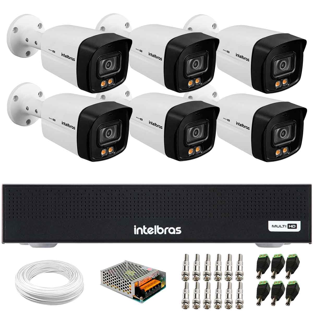 Kit 6 Câmeras Intelbras VHD 3240 B FULL COLOR Bullet FULL HD 1080p