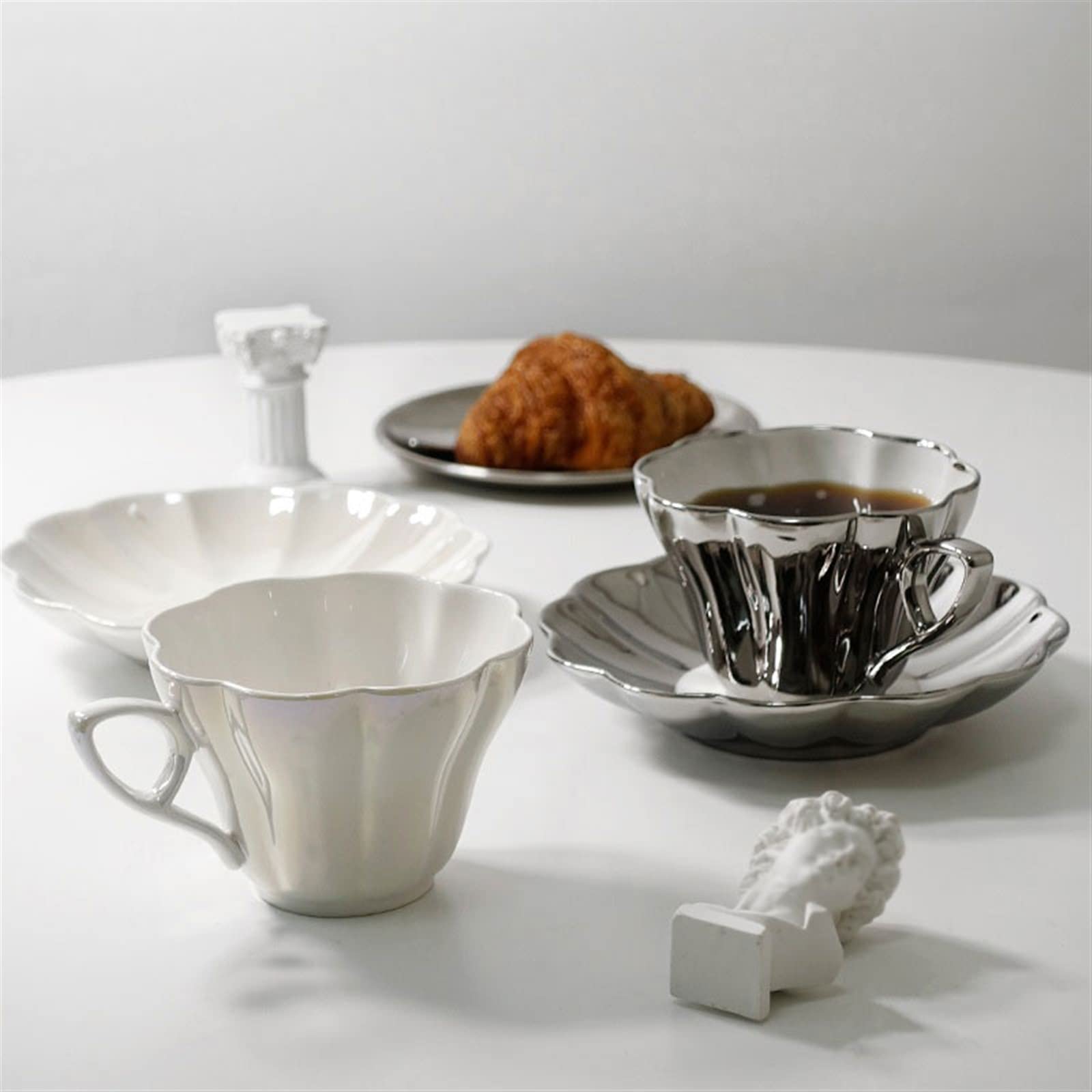 Exquisito Juego de Tazas de café con Plato, Taza de té de la Tarde, Juego de té de Taza de Leche Vintage, Tazas de café pequeñas de 200ML