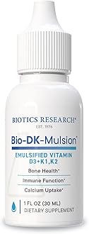 Biotics Research Bio-DK-Mulsion™–Emulsified Liquid Vitamin D and K, D3 Drops 125 mcg & Vitamin K (K1, K2) 300 mcg MK-7–Supports Stronger Bones, Musculoskeletal Strength, Healthy Heart & BMI 1 fl oz