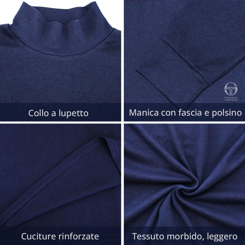 Sergio Tacchini Maglia Collo Alto Uomo Maglia Lupetto Caldo Cotone