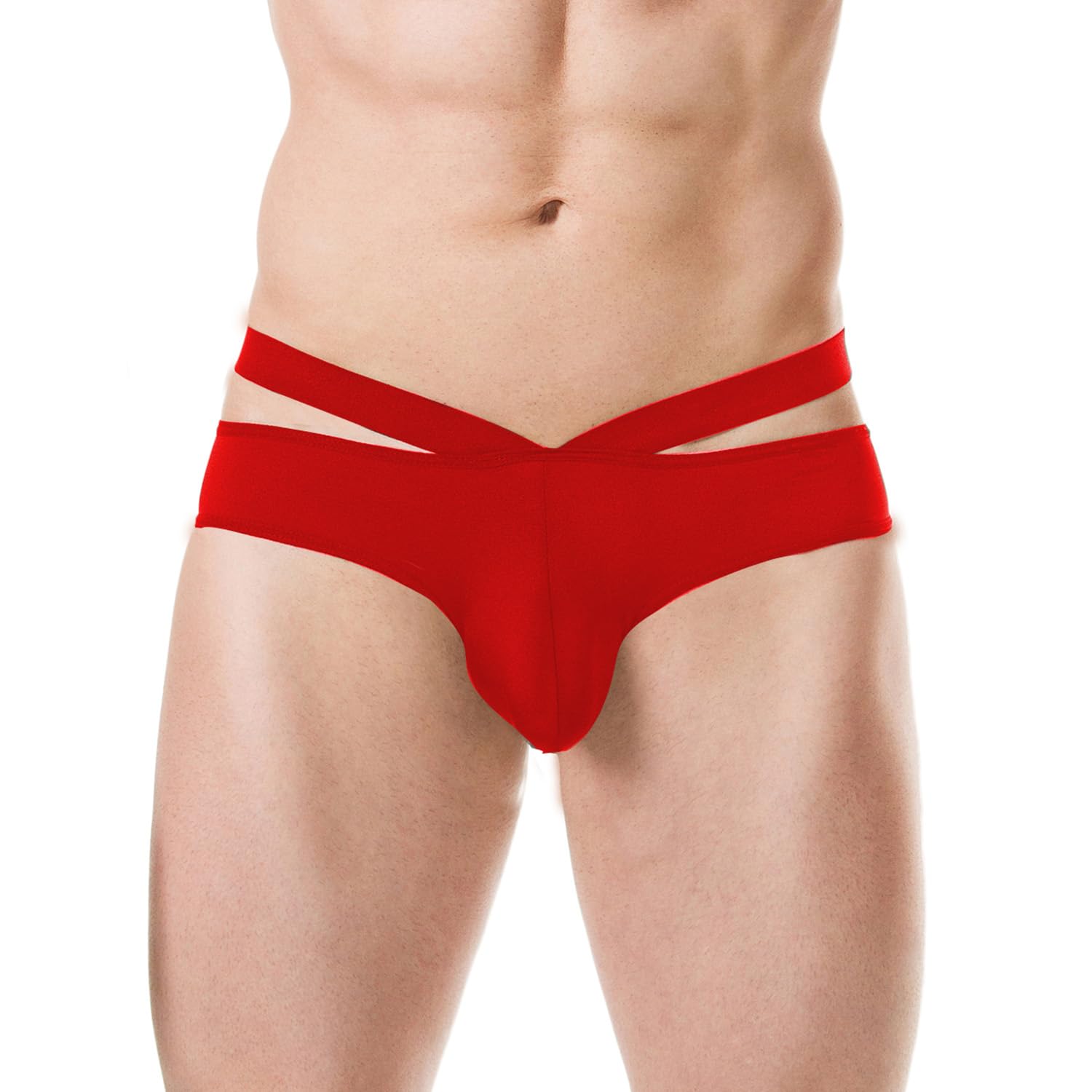 Men's Cross-Strap Brief Underwear, Low-Rise Comfort, Lightweight Stretch Fabric, Cross-Strap Waistbands, Black-image-20