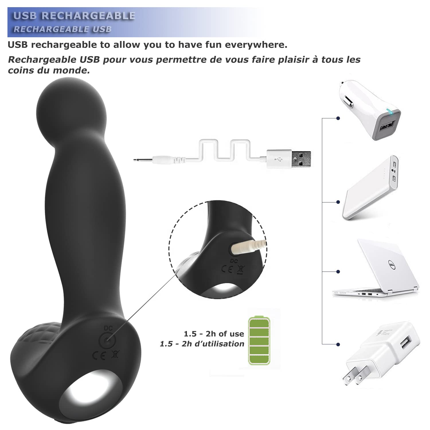 CHERRYDELICE - Massaggiatore Prostatico Telecomandato con 10 Modalità di Vibrazione, Uomo, Silenzioso, Impermeabile, Silicone, Ricaricabile USB (Nero)